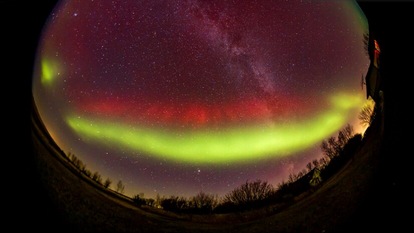 An astronomy photographer captured the unusual event of a double Aurora after the solar wind sparked a geomagnetic storm.