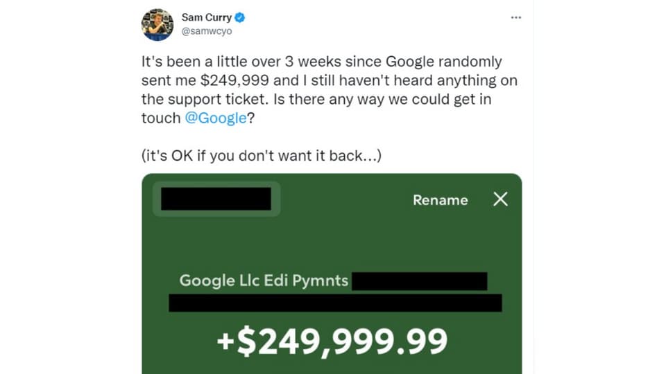 Google accidently paid Rs. 2 crore to a hacker. Check details.