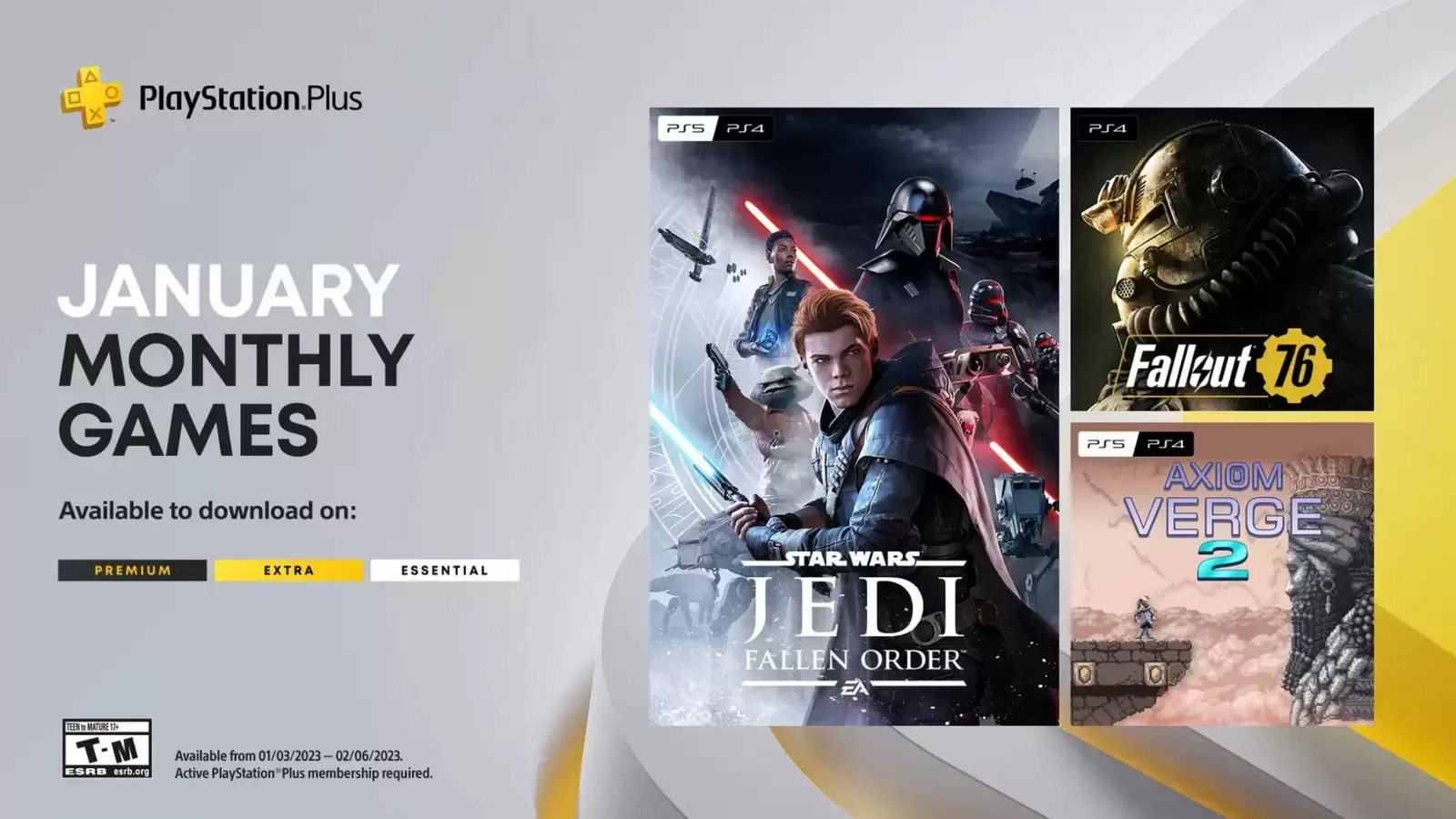 Free PlayStation Plus Games for January 2023 Star Wars Jedi, Fallout