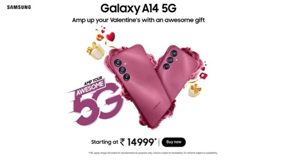 Gift your valentine the new Samsung Galaxy A14 5G in a stunning Dark Red