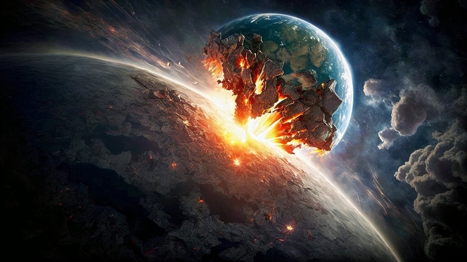 asteroid crashing into earth