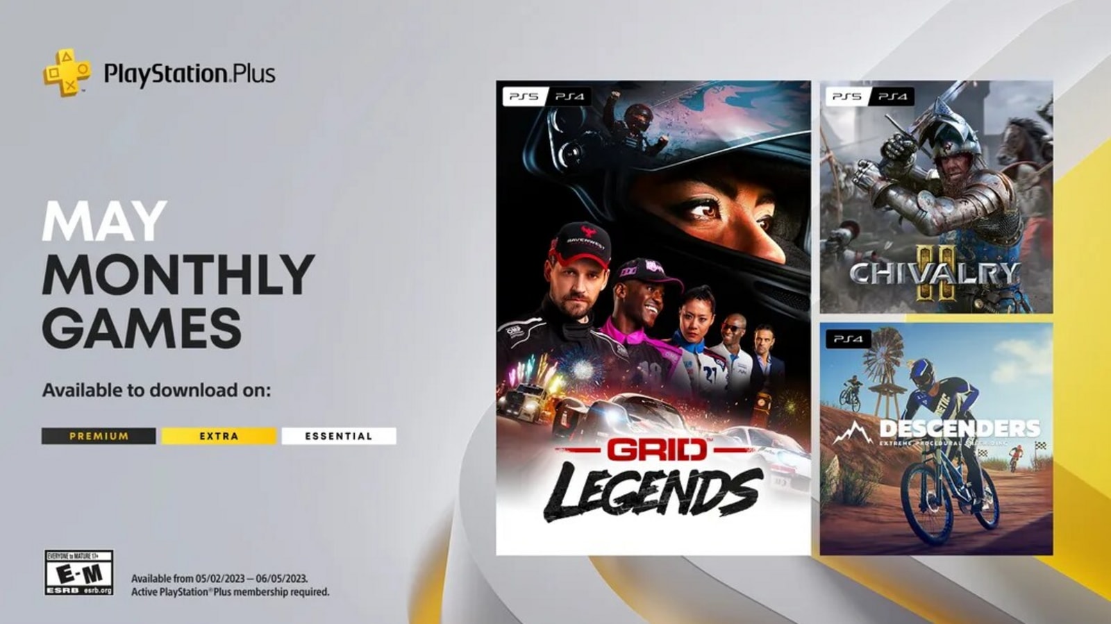 PlayStation Plus May 2023 Games GRID Legends, Chivalry 2, more for