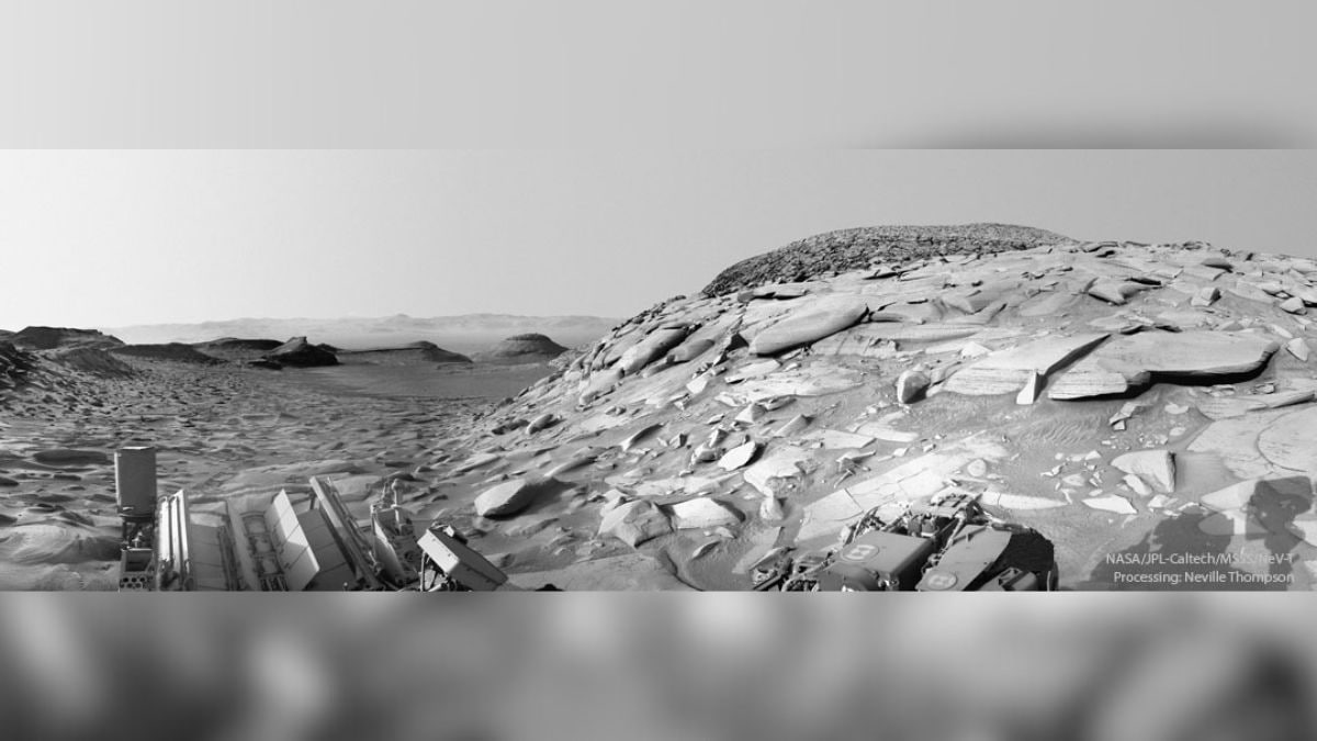 Flat rocks on Mars (May 2) - Flat rock hills on the surface of Mars were shot by NASA’s Curiosity Rover. When compared to the steep rocks of Earth, Martian rocks are considerably flat everywhere. This is because the Martian geography has been shaped by impact processes, erosion in particular. The Martian wind, which is 95% Carbon Dioxide, acts as sandpaper and rubs against the rocks, which flattens them. Mars