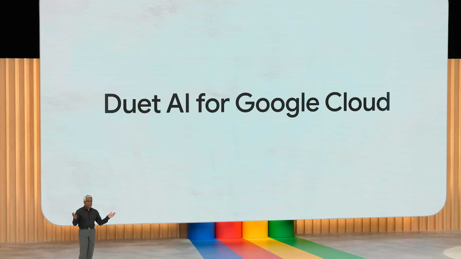 Thomas Kurian speaks at a Google I/O event in Mountain View, Calif., Wednesday, May 10, 2023. (AP Photo/Jeff Chiu) Thomas Kurian speaks at a Google I/O event in Mountain View, Calif., Wednesday, May 10, 2023. (AP Photo/Jeff Chiu)