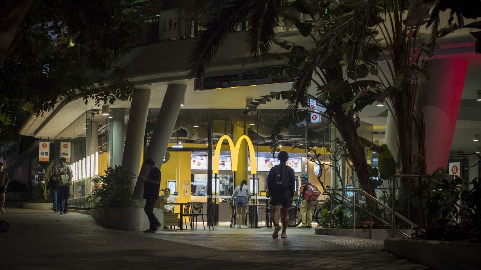 A McDonald's Corp. restaurant at night in Brisbane, Queensland, Australia. iphone