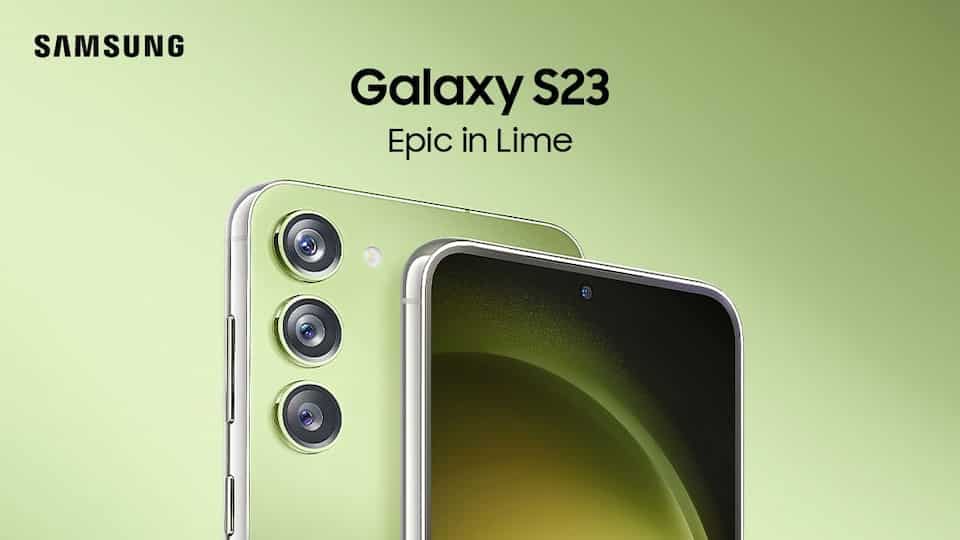 The lime-coloured Samsung Galaxy S23 smartphone will go on sale from May 16.