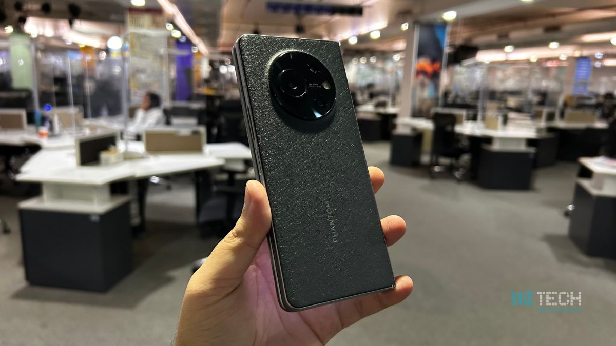 The phone gets a texture at the back made from plastic waste. Tecno Phantom V Fold
