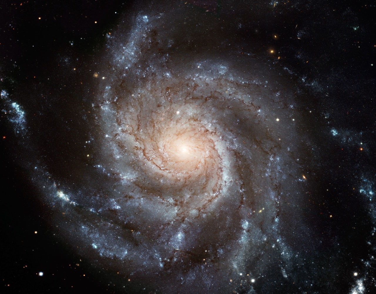 Pinwheel Galaxy Messier 101 (June 2) - In this image, Messier 101, also known as the Pinwheel Galaxy can be seen located about 25 million light-years away towards the Northern constellation of Ursa Major. Messier 101 is one of the last objects catalogued by Charles Messier and it is a massive pinwheel galaxy that spans about 170,000 light-years across. According to NASA, Messier 101 is also one of the first spiral nebulae to be observed by Lord Rosse's large 19th-century telescope, the Leviathan of Parsontown. NASA Messier 101