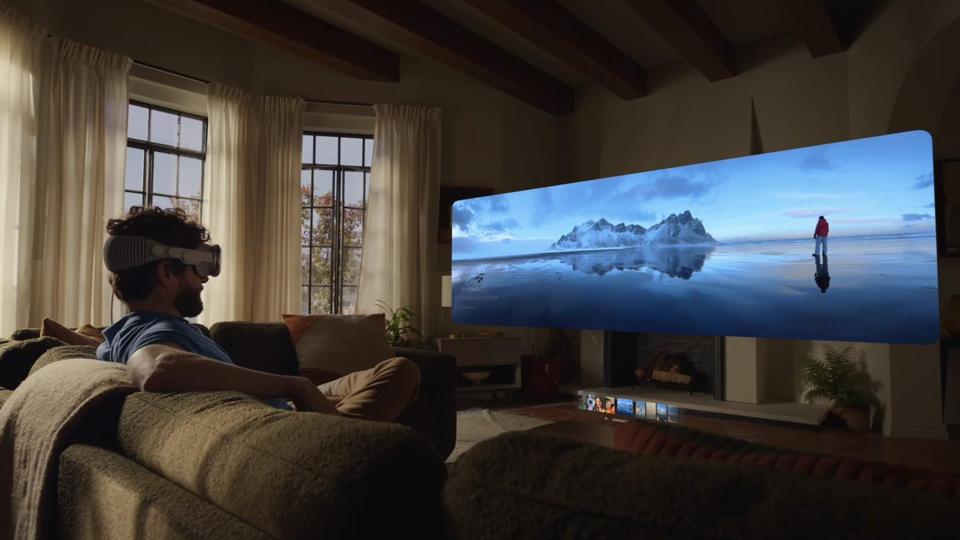 Apple Vision Pro seamlessly blends the digital world with the real world, says Apple CEO Tim Cook. Instead of a physical controller, you control it with your hands, voice, and eyes! The EyeSight feature lets others see your eyes when they are near you. You can also use a digital crown on the side of the headset to determine how immersive the environment is. Apple Vision Pro