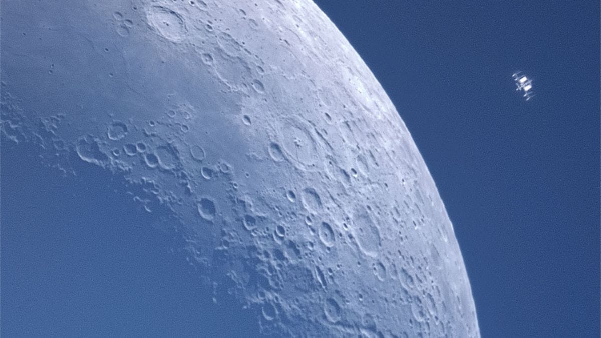 Largest Satellites of Earth: Earth's largest human-made satellite -- the International Space Station (ISS) has been captured crossing nearly in front of the Moon. Moon