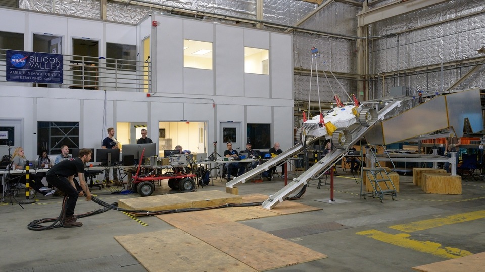 NASA explained that the lunar lander's ramps are designed to accommodate different terrains encountered on the lunar surface.