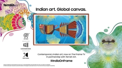 Samsung's The Frame TV functions as a TV when it is turned on and as an art frame when it is not.