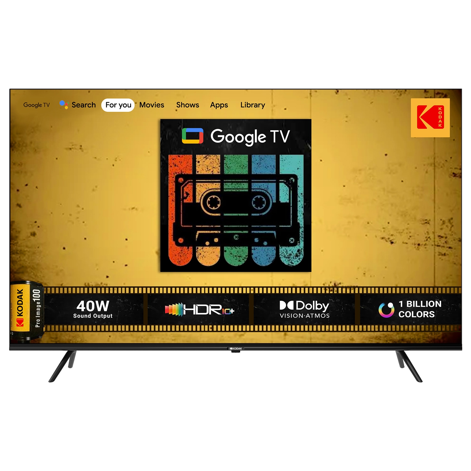 Kodak 75-inch 4K QLED TV (75MT5044) delivers a superior viewing experience with features such as DTS TruSurround, a QLED 4K display with 1.1 billion colors, Dolby MS12, HDR 10+, 2GB RAM, and 16GB of internal storage. Kodak 75-inch 4K QLED TV (75MT5044) delivers a superior viewing experience with features such as DTS TruSurround, a QLED 4K display with 1.1 billion colors, Dolby MS12, HDR 10+, 2GB RAM, and 16GB of internal storage.