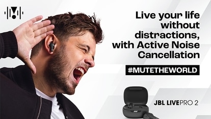 The JBL Live Pro 2 TWS earbuds feature True Adaptive Noise Cancelling technology to eliminate distractions and Smart Ambient mode to stay aware of surroundings.