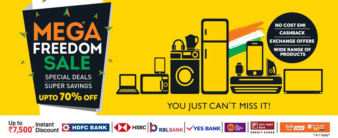 In Vijay Sales Mega Freedom Sale you can get irresistible offers and jaw-dropping discounts on the latest gadgets, Home Appliances, and much more. From Smart Phones to state-of-the-art Smart Watches, to cutting-edge Laptops, all are are available with big price cuts. In Vijay Sales Mega Freedom Sale you can get irresistible offers and jaw-dropping discounts on the latest gadgets, Home Appliances, and much more. From Smart Phones to state-of-the-art Smart Watches, to cutting-edge Laptops, all are are available with big price cuts.