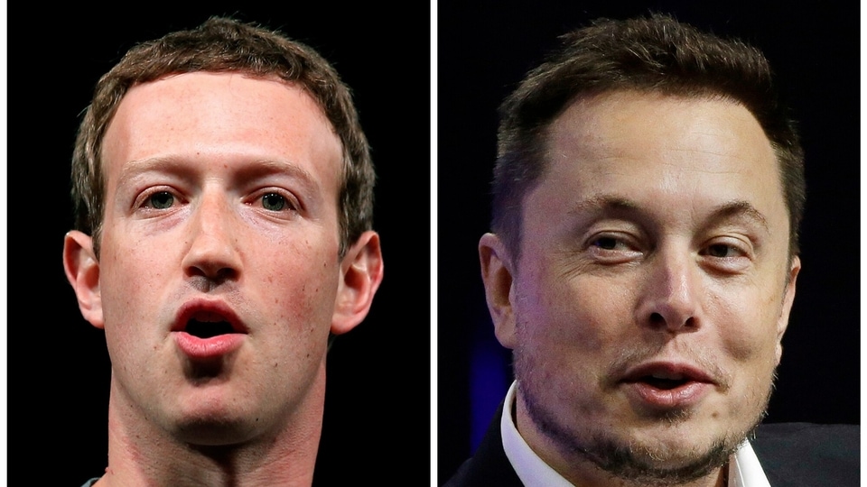This combo of file images shows Facebook CEO Mark Zuckerberg, left, and Tesla and SpaceX CEO Elon Musk. Elon Musk
