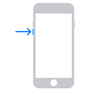 Press and hold the Side button on an iPhone 8 or later. Press and hold the Side button on an iPhone 8 or later.