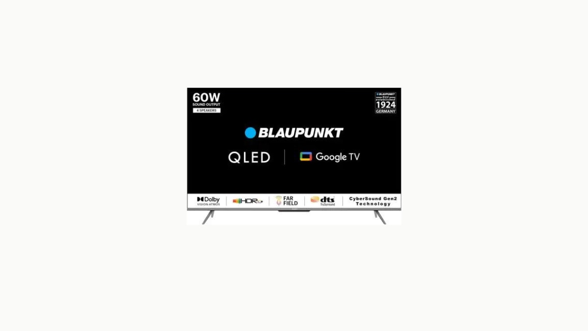 Blaupunkt 55-inch QLED Ultra HD Smart Google TV: The TV features a 178-degree view angle QLED TV with a 16:9 aspect ratio and 60 Hz refresh rate. It comes with 4 speakers and 60W RMS output and surround sound. Its smart features have Google TV, Netflix, Disney+Hotstar, Prime Video, and more. In terms of connectivity, it has built-in Wi-Fi, 3 HDMI and 2 USB ports. The 55-inch TV originally retails for Rs.59999, but from Flipkart you can get it for Rs.39999, giving you a 33 percent discount. Blaupunkt 55-inch QLED Ultra HD Smart Google TV: The TV features a 178-degree view angle QLED TV with a 16:9 aspect ratio and 60 Hz refresh rate. It comes with 4 speakers and 60W RMS output and surround sound. Its smart features have Google TV, Netflix, Disney+Hotstar, Prime Video, and more. In terms of connectivity, it has built-in Wi-Fi, 3 HDMI and 2 USB ports. The 55-inch TV originally retails for Rs.59999, but from Flipkart you can get it for Rs.39999, giving you a 33 percent discount.