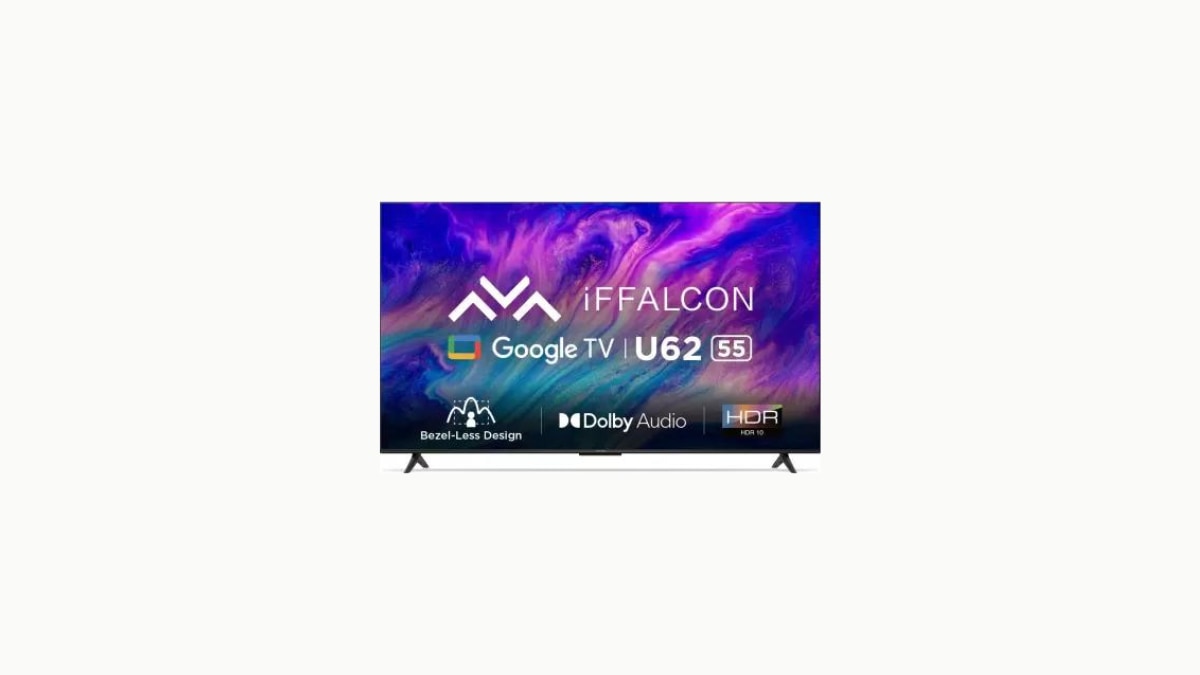 iFFALCON by TCL U62 55-inch Ultra HD (4K) LED Smart Google TV: It's a LED TV with Ultra HD (4K) resolution, having 270-nit brightness and a 178-degree view angle. The TV has a storage capacity of 2GB RAM and 16GB internal storage. It supports apps like Netflix, YouTube, Disney+Hotstar, and Prime Video. It has 3 HDMI, 1 USB, Bluetooth, and built-in Wi-Fi. The TV originally retails for Rs.73990, but you can get it for Rs.28999, giving you a discount of 60 percent. iFFALCON by TCL U62 55-inch Ultra HD (4K) LED Smart Google TV: It's a LED TV with Ultra HD (4K) resolution, having 270-nit brightness and a 178-degree view angle. The TV has a storage capacity of 2GB RAM and 16GB internal storage. It supports apps like Netflix, YouTube, Disney+Hotstar, and Prime Video. It has 3 HDMI, 1 USB, Bluetooth, and built-in Wi-Fi. The TV originally retails for Rs.73990, but you can get it for Rs.28999, giving you a discount of 60 percent.
