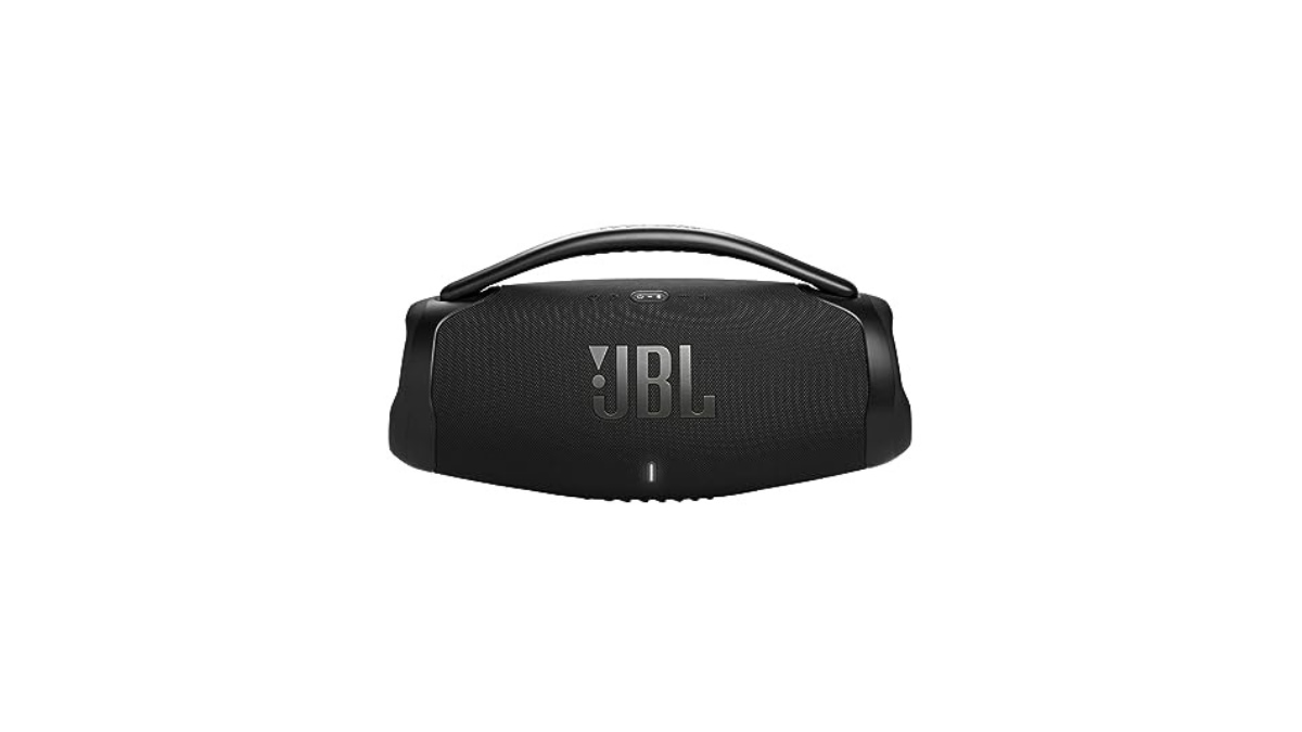 JBL Boombox 3: It comes with JBL Original Pro sound and has built-in Wi-Fi and Bluetooth technology. It has a 24-hour battery life and is IP67 waterproof and dustproof. It enables music streaming through AirPlay, Alexa Multi-Room Music, Chromecast built-in and Spotify Connect. It also supports 3D Dolby Atmos for audio clarity. The JBL Boombox 3 retails for Rs.59999, however, from Amazon, you can get it for Rs.49999. JBL Boombox 3: It comes with JBL Original Pro sound and has built-in Wi-Fi and Bluetooth technology. It has a 24-hour battery life and is IP67 waterproof and dustproof. It enables music streaming through AirPlay, Alexa Multi-Room Music, Chromecast built-in and Spotify Connect. It also supports 3D Dolby Atmos for audio clarity. The JBL Boombox 3 retails for Rs.59999, however, from Amazon, you can get it for Rs.49999.