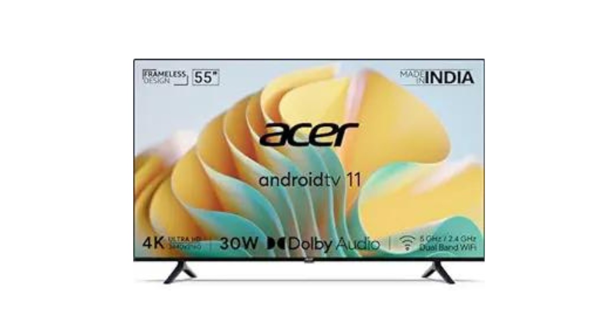 Acer 55-inch Series 4K Ultra HD Android Smart TV: It is a 55-inch Smart TV that runs on Android version 11. It features an intelligent frame stabilization engine, dynamic signal calibration, wide colour gamut+, 1.07 billion colours, and more to enhance your viewing experience. It supports Dolby Audio for improved sound quality. It includes apps like Netflix, YouTube, Prime Video, Amazon Music, and more. The smart TV retails for Rs.47990, however, you can get it for Rs.31999, giving you a massive 33 percent discount. Acer 55-inch Series 4K Ultra HD Android Smart TV: It is a 55-inch Smart TV that runs on Android version 11. It features an intelligent frame stabilization engine, dynamic signal calibration, wide colour gamut+, 1.07 billion colours, and more to enhance your viewing experience. It supports Dolby Audio for improved sound quality. It includes apps like Netflix, YouTube, Prime Video, Amazon Music, and more. The smart TV retails for Rs.47990, however, you can get it for Rs.31999, giving you a massive 33 percent discount.