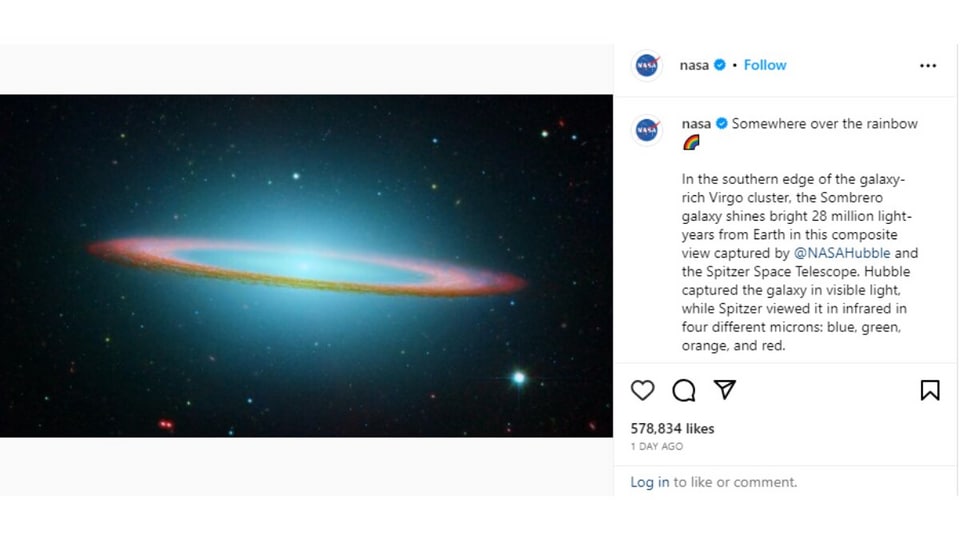 NASA shared images and details about the Sombrero Galaxy that was taken by the Hubble Space Telescope. 
