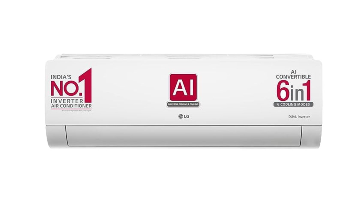 LG 1.5-ton Inverter Split AC: It's a 1.5-ton 6-in-1 AI Convertible split AC With dual inverter compressor. It is 5-star rated in terms of energy efficiency. Its features include an HD Filter with anti-virus protection, an ADC sensor, ocean black protection, an EZ clean filter, low gas detection, and more. The LG split AC is priced at Rs.75990, but from Amazon, you can get it for Rs.45490, giving you a massive 40 percent discount. LG 1.5-ton Inverter Split AC: It's a 1.5-ton 6-in-1 AI Convertible split AC With dual inverter compressor. It is 5-star rated in terms of energy efficiency. Its features include an HD Filter with anti-virus protection, an ADC sensor, ocean black protection, an EZ clean filter, low gas detection, and more. The LG split AC is priced at Rs.75990, but from Amazon, you can get it for Rs.45490, giving you a massive 40 percent discount.