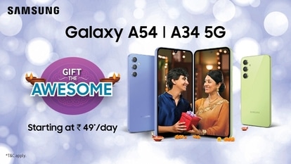 Gift the mighty Galaxy A34 5G at just Rs. 49/- day with discounts up to Rs. 9500 and the Galaxy A54 5G at just Rs. 63/- day with discounts up to Rs. 8500.