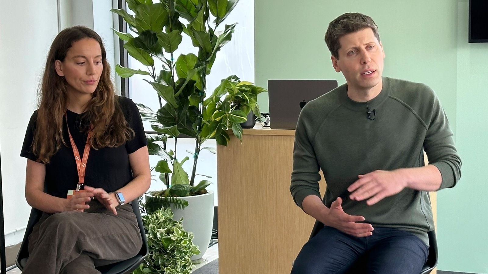 Sam Altman, right, then CEO of ChatGPT maker OpenAI, and Mira Murati, chief technology officer, appear at OpenAI DevDay, OpenAI's first developer conference, on Monday, Nov. 6, 2023 in San Francisco. Sam Altman