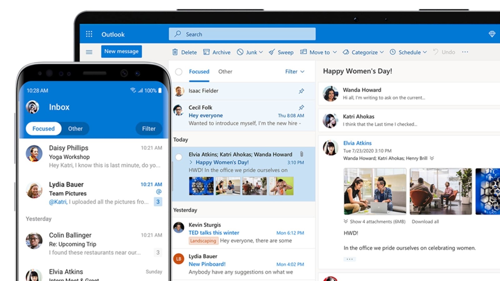 Outlook Lite features voice typing, transliteration, and reading emails in regional languages. Outlook Lite