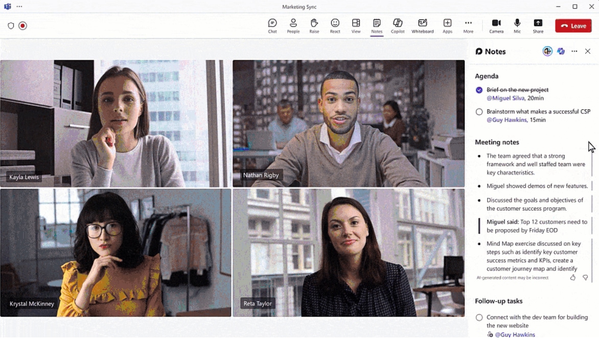 Copilot in Collaborative Notes: Copilot during team meetings can take live notes so the participants can focus on the discussions without getting distracted by creating notes manually. Copilot will be able to create real-time collaborative notes for the participants which can also be shared. Microsoft Teams