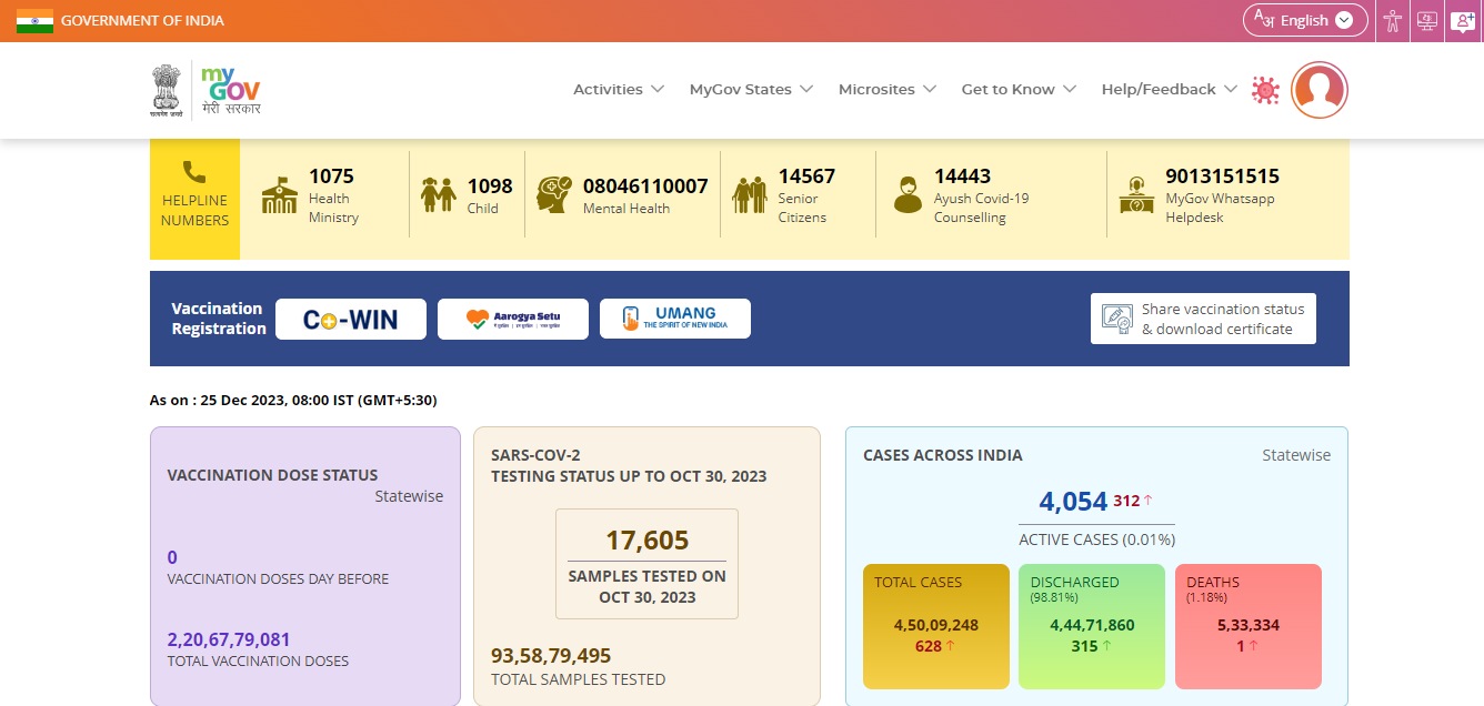 MyGov - While the MyGov app is a place where you can participate in various government-led activities and tasks, and sign up for pledges, it is also helpful in the context of COVID-19. It features a dashboard for Coronavirus and shows the latest number of cases, and spikes, as well as state and district-level data to give you full insight into the situation. MyGov
