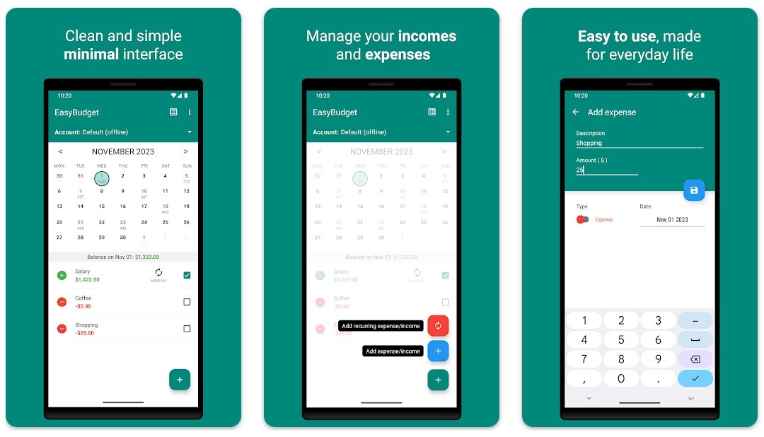 EasyBudget: If most budgeting apps intimidate you with a myriad of features, then EasyBudget can come in handy. It has a clean and minimal interface without any fancy but confusing graphs or charts. With EasyBudget, users can track their spending, keep daily expenses in check, as well as get monthly reports on their financial status. EasyBudget