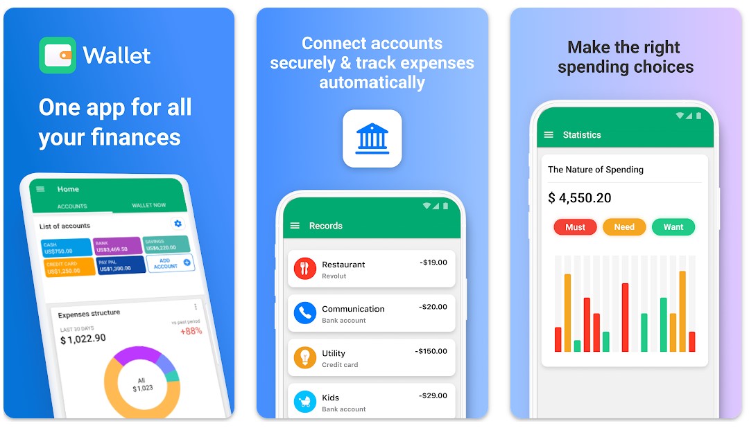 Wallet: The Wallet: Budget Expense Tracker app can help you plan, manage, and get a report concerning your finances. With 3500 supported banks, it tracks and logs all your spending automatically. You can also get insightful reports about the state of your finances. Other features include multiple currency support, Automatic cloud sync, Receipts and warranties, Categories and templates, geo-mapping transactions, hash-tagging, and Shopping lists. Wallet