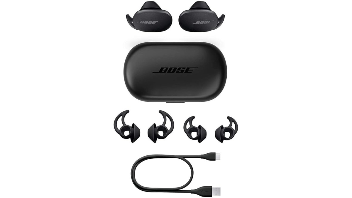 Bose QuietComfort: The earbuds come with Bose Acoustic Noise Cancelling technology so your focus stays intact while listening to music, podcasts, or videos. It enables users to personalize noise-cancelling levels so they stay aware of their surroundings. It claims to offer up to 6 hours of playback on a single charge. Bose QuietComfort
