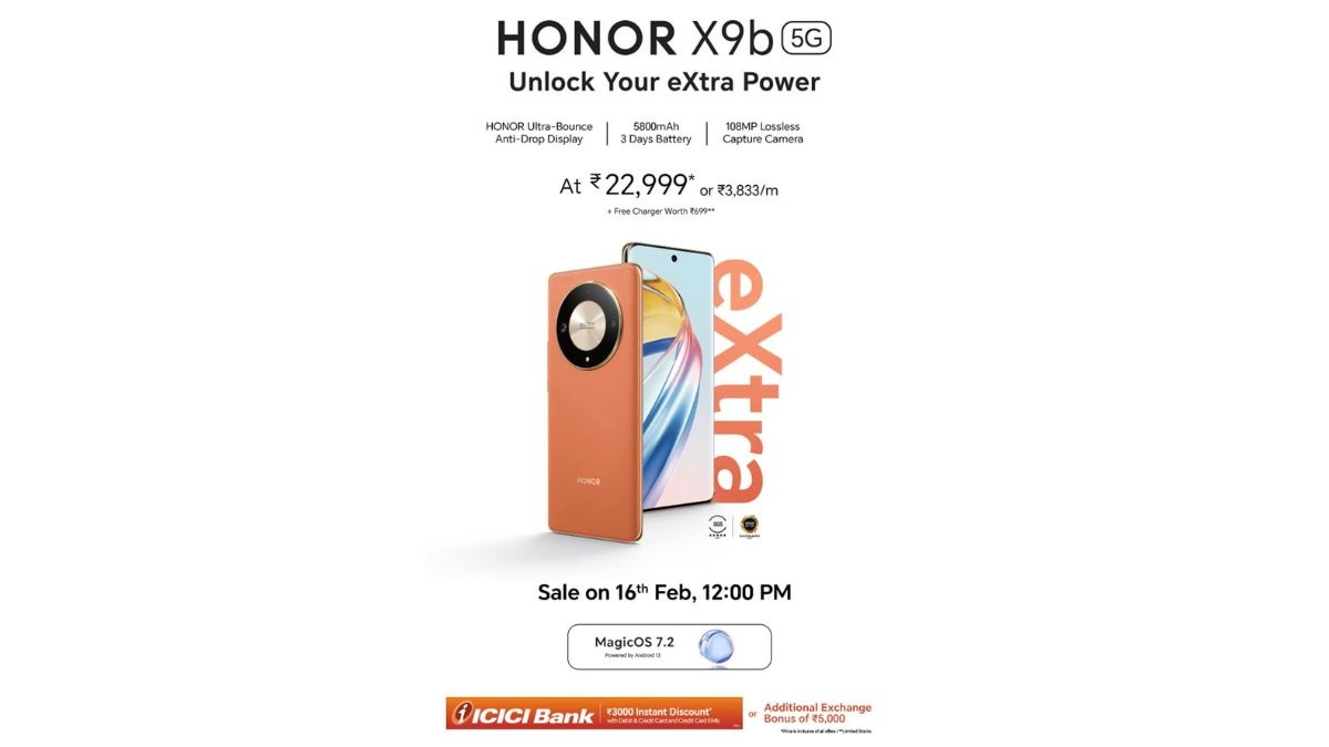 1. HONOR X9b Launch:HONOR X9b launch was today and the company has presented a smartphone that features an Ultra-Bounce Anti-Drop Display and a massive 5800mAh battery, promising durability and extended usage. The launch also includes the HONOR CHOICE X5 TWS earbuds and the HONOR CHOICE smartwatch, promoting a connected ecosystem in India. HONOR X9b Launch