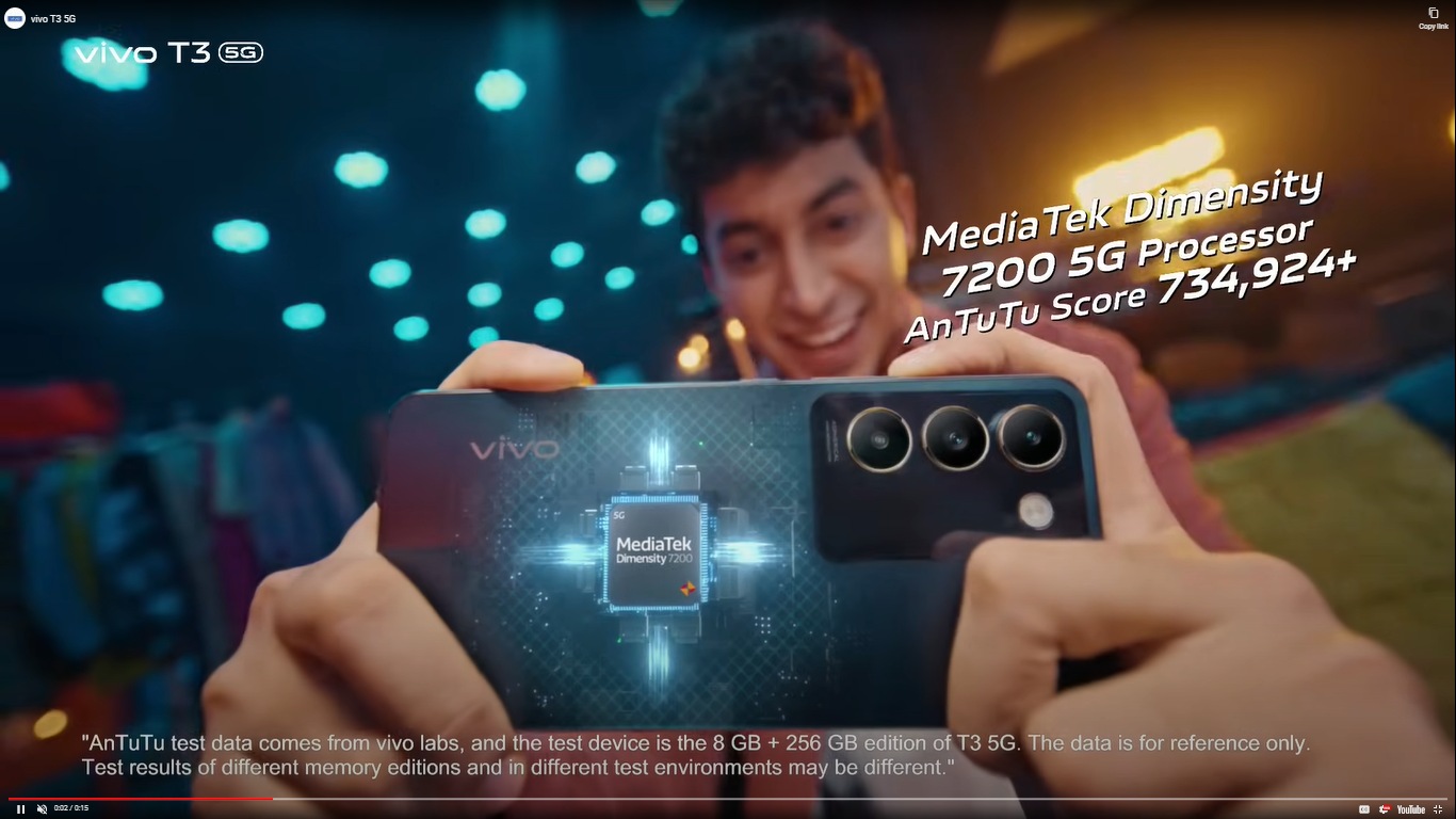According to reports, the Vivo T3 is expected to feature a 6.67-inch Full HD+OLED display with up to 120Hz refresh rate. Additionally, it may offer up to 1800 nits of peak brightness, enabling users to use the smartphone during harsh sunlight conditions. Vivo T3