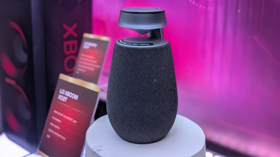LG XBOOM XO2T: Lastly, LG announced a 360-degree omnidirectional Bluetooth speaker which offers 20W sound output. It comes with a mood-lighting feature, enabling users to customise lights based on their mood and surroundings. The speaker comes with Bluetooth 5.3, LG One Touch mode, and multi-point sharing for easy accessibility. LG also announced that the speaker can be seamlessly connected with LG TV or any other brand of TV for home theatre-like experiences. LG stretchable car display