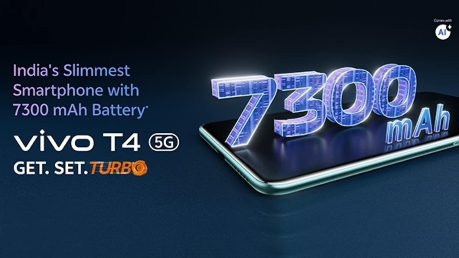 With a 7,300 mAh battery, the vivo T4 is equipped to offer extended, uninterrupted service for long periods. With a 7,300 mAh battery, the vivo T4 is equipped to offer extended, uninterrupted service for long periods.