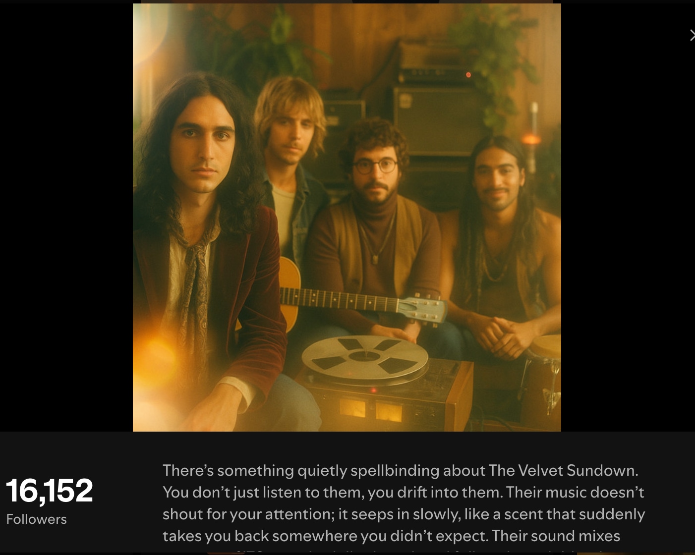 The band's Spotify homepage The band's Spotify homepage