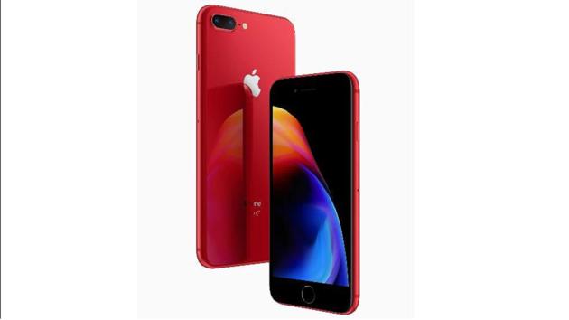Apple iPhone 8, iPhone 8 Plus flaunts a glass body with aluminium band in red and a black front.