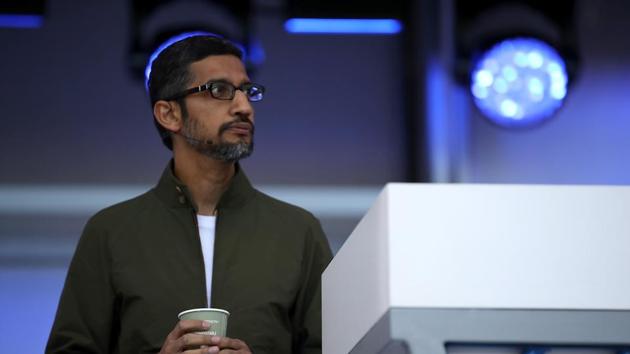 Google CEO Sundar Pichai delivers the keynote address at the I/O 2018 Conference at Shoreline Amphitheater on May 8.