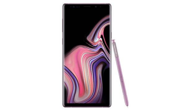 Samsung Galaxy Note 9 in lavender purple.