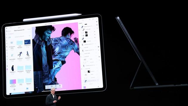 Apple CEO Tim Cook introduces the new iPad Pro during an Apple launch event in the Brooklyn borough of New York, U.S., October 30, 2018..