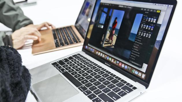 Apple's new MacBook Air is displayed during the company's showcase of new products Tuesday Oct. 30, 2018, in the Brooklyn borough of New York.