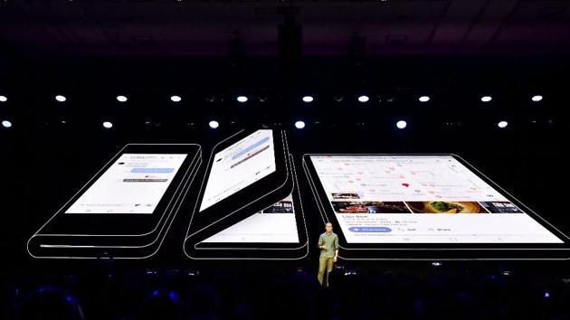 Samsung gave a first look of its ‘Galaxy X’ foldable smartphone at its developer conference.