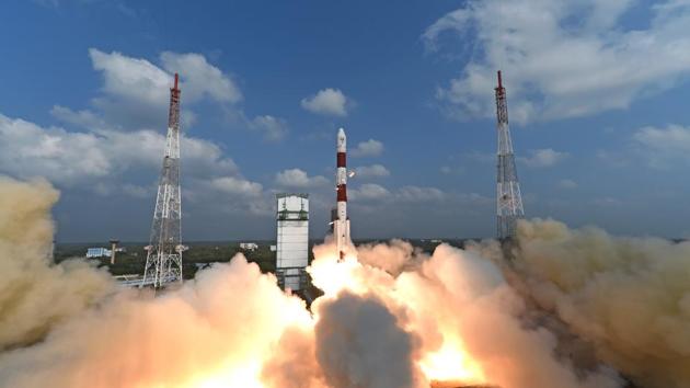 Sriharikota: Space agency Indian Space Research Organisation (ISRO) successfully launching a record 104 satellites, including India’s earth observation satellite on-board PSLV-C37 from the spaceport of Sriharikota on Wednesday. PHOTO CREDIT - isro.gov.in