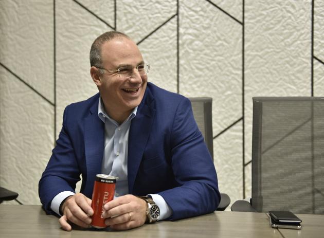 Seidman at the Tinder office in Gurugram. He visited India for the first time in February.