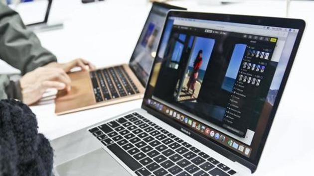 Apple's new MacBook Air is displayed during the company's showcase of new products Tuesday Oct. 30, 2018, in the Brooklyn borough of New York.