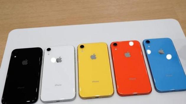 The various colors of newly released Apple iPhone XR are seen following the product launch event at the Steve Jobs Theater in Cupertino, California, U.S. September 12, 2018. REUTERS/Stephen Lam